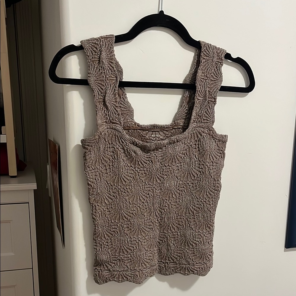 Free People Brown Tank Top with Textured Design
